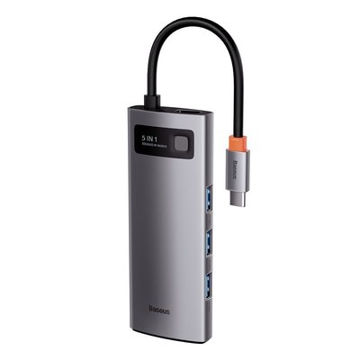 Концентратор хаб USB Type-C 5в1 HDMI зарядка 100Вт Baseus Metal Gleam CAHUB-CX0G 3422 фото