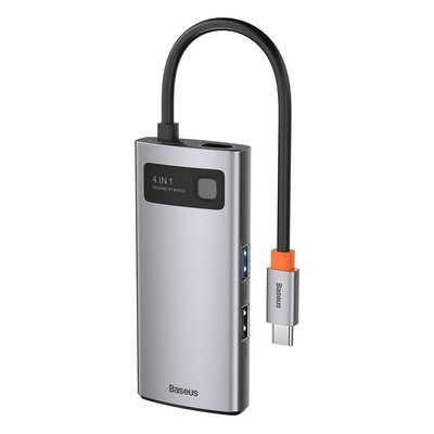 Концентратор хаб USB Type-C 4в1 HDMI 4K зарядка 100Вт Baseus Metal Gleam CAHUB-CY0G 3128 фото