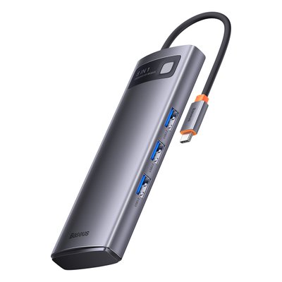 Концентратор хаб USB Type-C 8в1 HDMI 4K картридер зарядка 100Вт Baseus Metal Gleam WKWG050113 3700 фото
