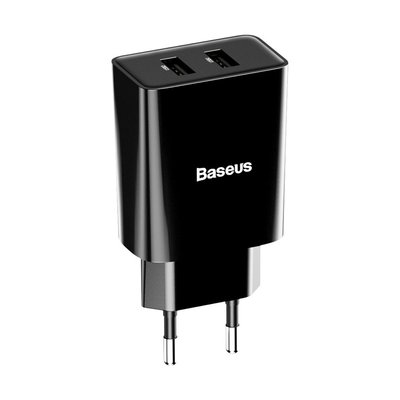 Зарядка 2x USB 10.5Вт 2.1А чорна Baseus CCFS-R01 3567 фото